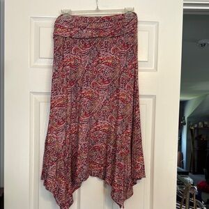 Red Asymmetrical Midi Skirt for Casual Wear